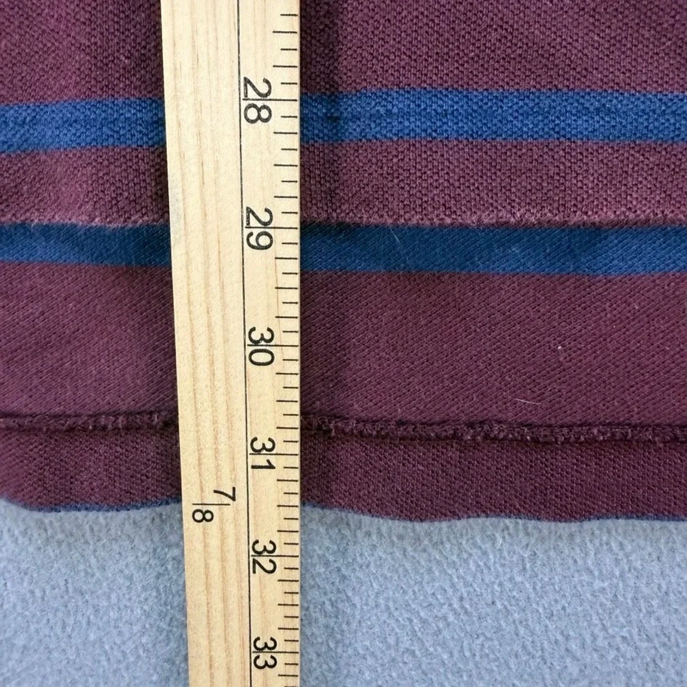 Polo Ralph Lauren Polo Mens L Maroon Striped Short Sleeve Classic Fit Pique